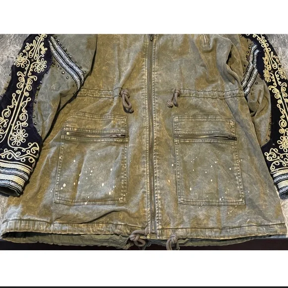 Free People Golden Quills Military Jacket size M - Picture 4 of 13